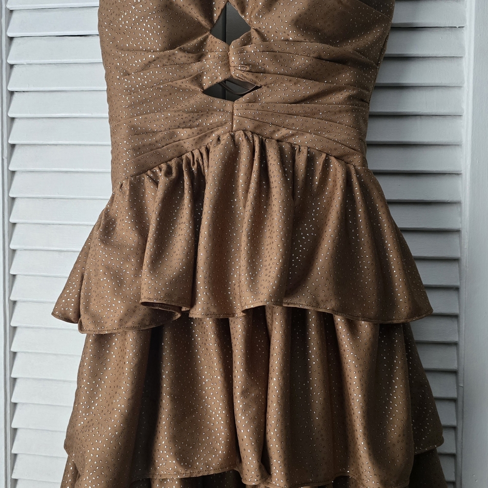 Elegant Brown Ruffled Dress
